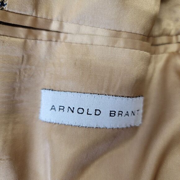 Arnold Brant Mens Tan/Black/Blue Houndstooth 100% Cashmere Blazer Jacket 44R - Picture 15 of 16